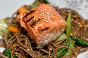 Soba Noodles with Salmon and Miso