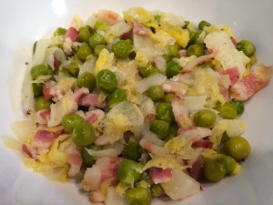 Napa Cabbage with Peas and Prosciutto